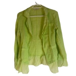🇮🇹
MADE IN ITALY light green , long sleeved,  linen/cotton open jacket. Size M